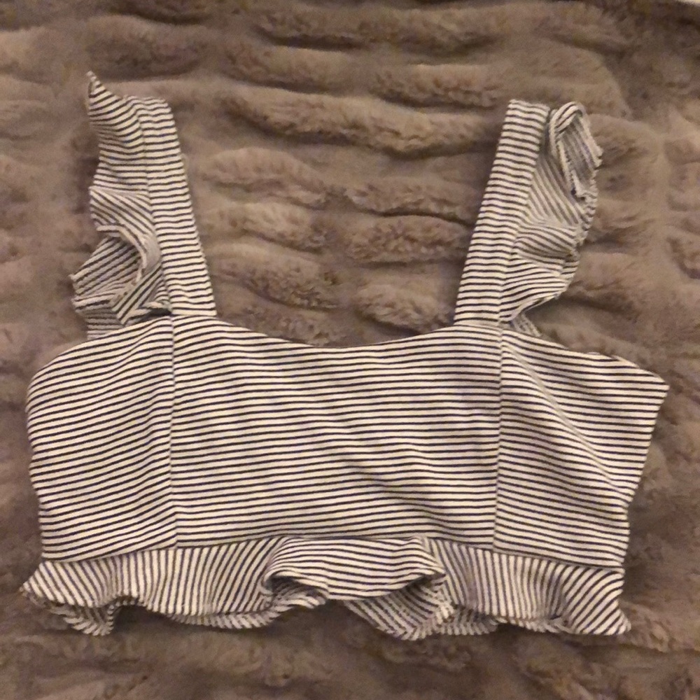 Striped Ruffle Crop Top